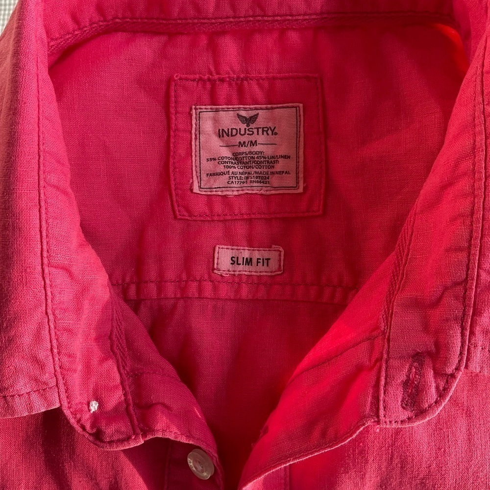 Industry Clothing - Pink Unisex Medium Button-Up Shirt - Size Medium